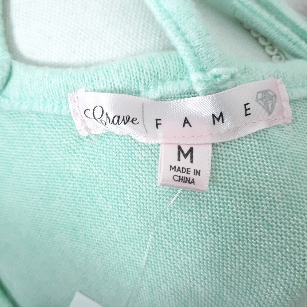 Crave Fame Tie Front Top M Lattice Back Mint Green 905 - Picture 5 of 7